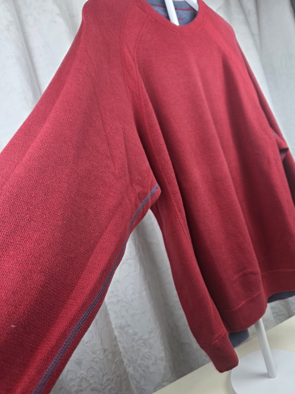 Tommy Bahama Reversible Crewneck Sweater XL Red Blue Marl Pullover - Picture 4 of 15